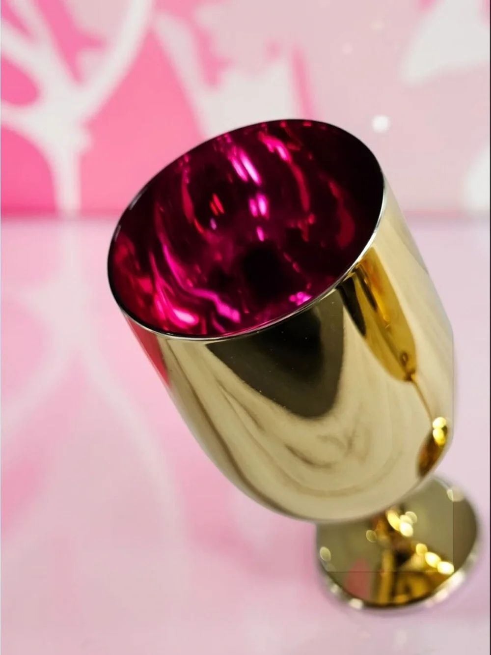 Barbie Dreamhouse 60th Gold & Pink Stemmed Wine Glasses Pair
